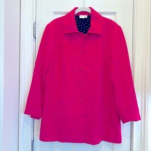 Rafaella Weekend Hot Pink Button Front Lined Coat sz.XL